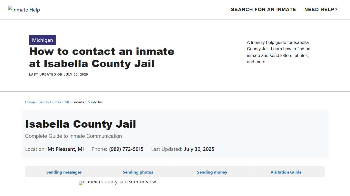 How to contact an inmate at Isabella County Jail - Inmate Help